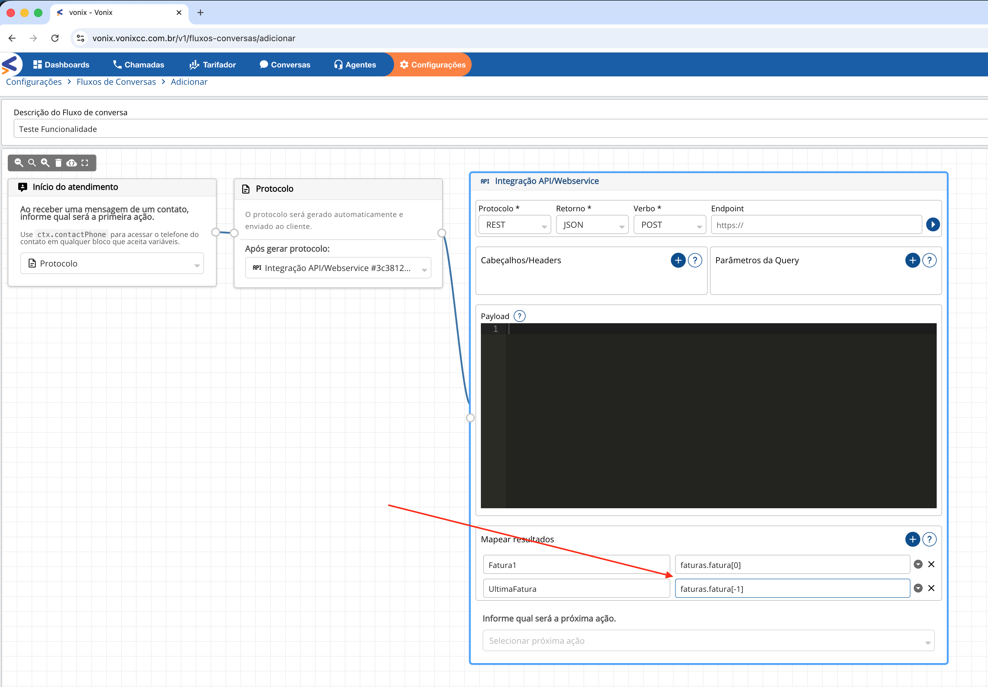 Configuração do bloco API/WebService com suporte a SOAP
