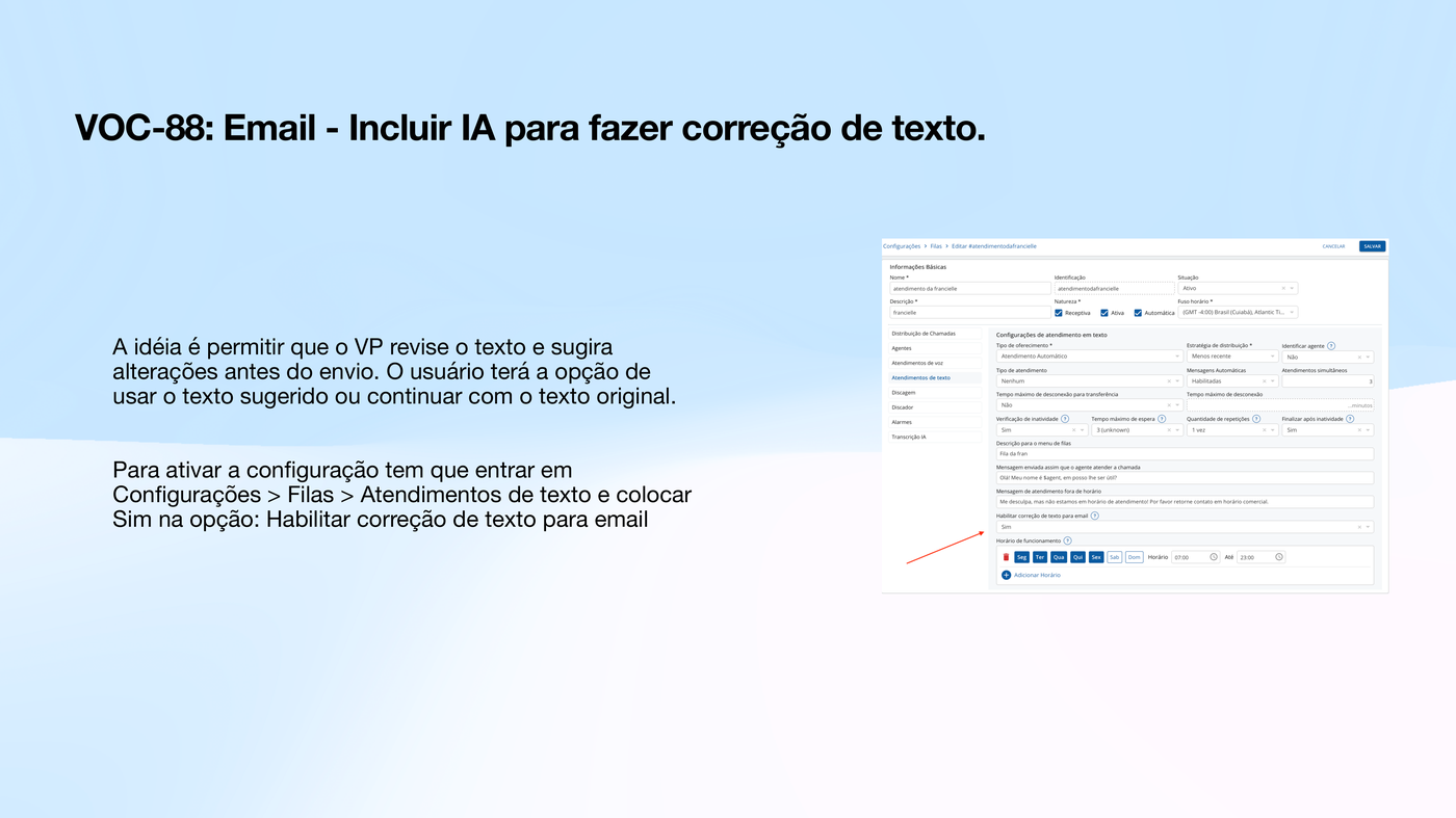 Ícone de IA e comparativo de versões no e-mail