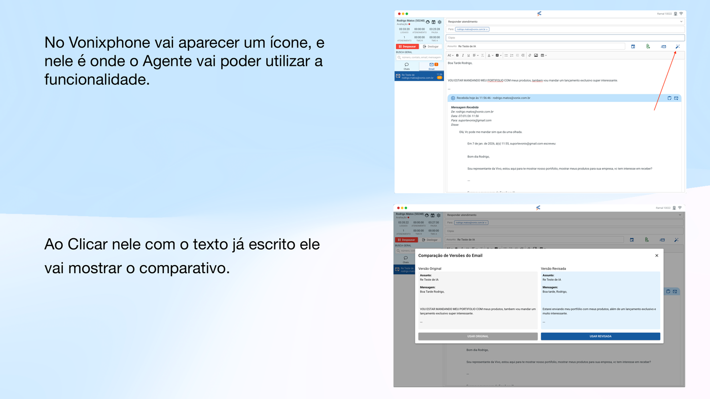 Comparativo entre versão original e revisada pela IA
