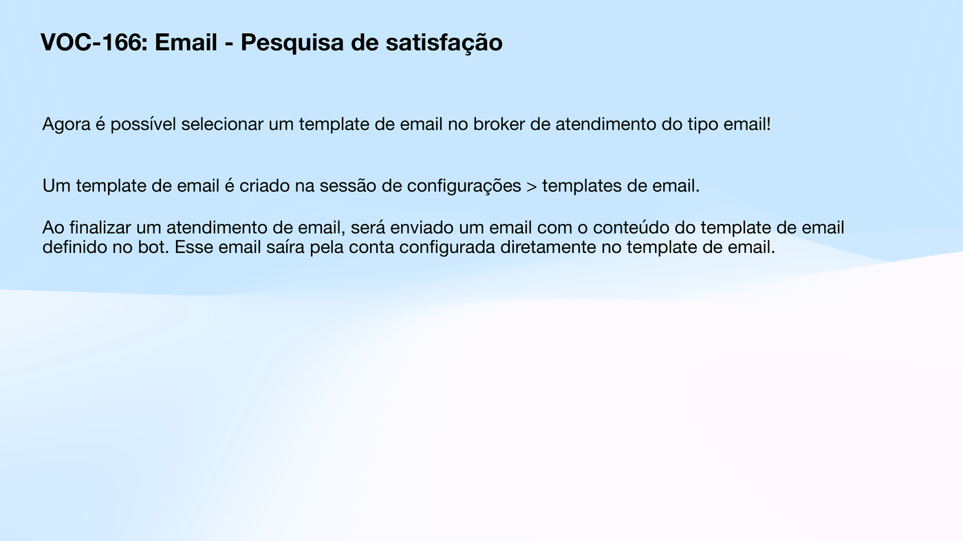 Configuração de pesquisa de satisfação por e-mail