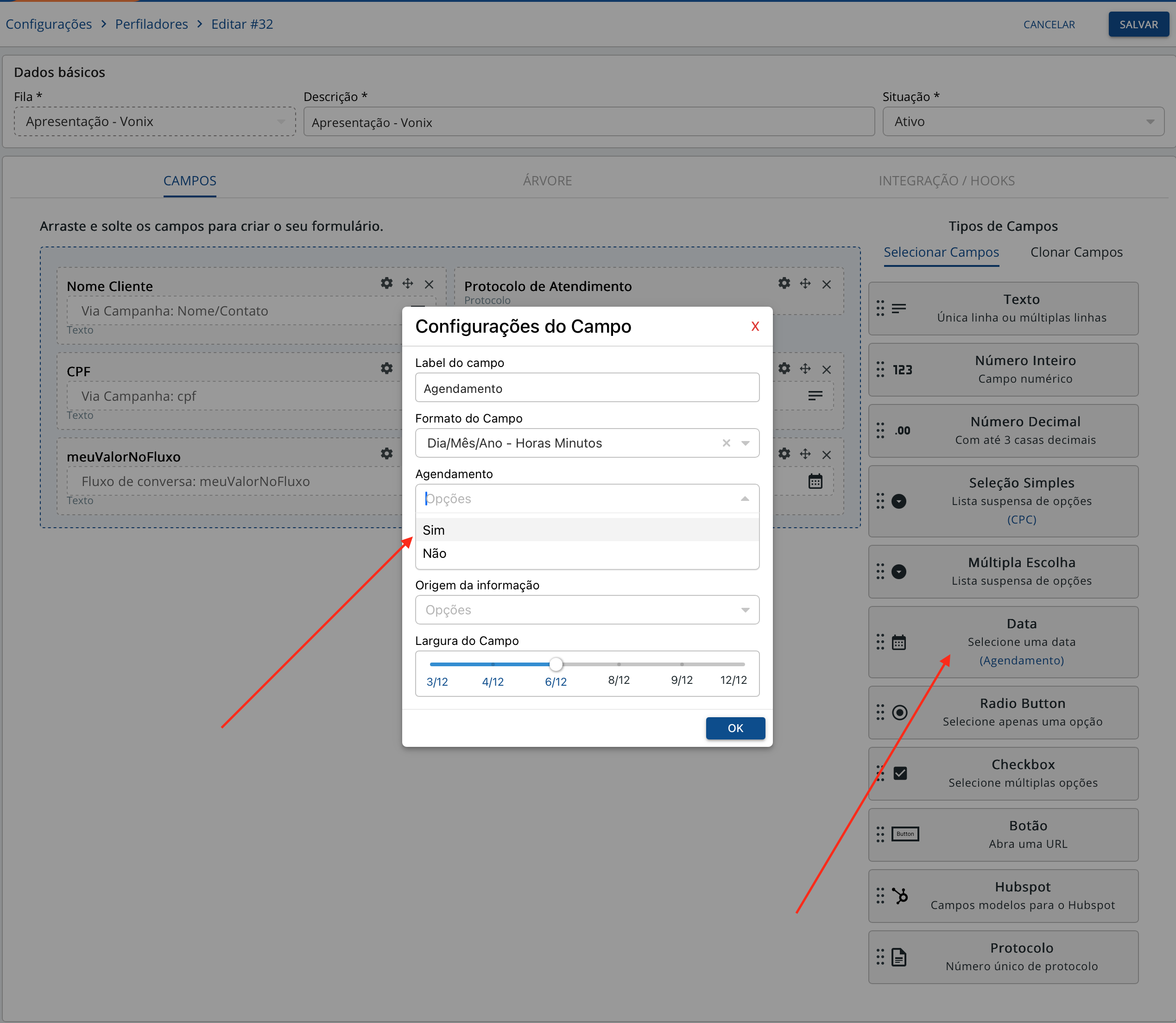 Perfilação com agendamento